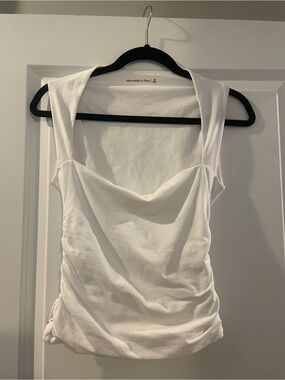 Abercrombie & Fitch White Cowl Neck Sleeveless Top